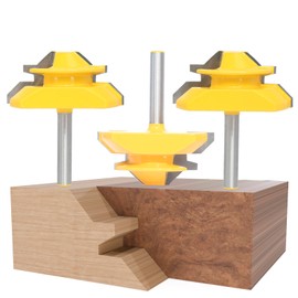 Akylin 3Pcs 45 Degree Lock Miter Glue Router Bit,1/4" Shank,Joints in Stock from 5/8" to 3/4" Thickness, Reversible 45° Gluing Jointer for Solid Wood Boxes,Cabinets Drawer and Columns (3Units/Pack)