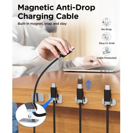 Magtame USB A to USB C Cable Magnetic Anti-Drop with Organizer Holder 3.3FT, StayCable Fast Charge Braid Type C Data Cord, for iPhone 16 15 Laptop Car Desk Nightstand Cable Management Original Design