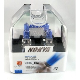 Nokya H3 Arctic White Stage 2 7000K Halogen Headlight/Fog Light Car Light Bulb Replacement + Free Alcohol Swabs