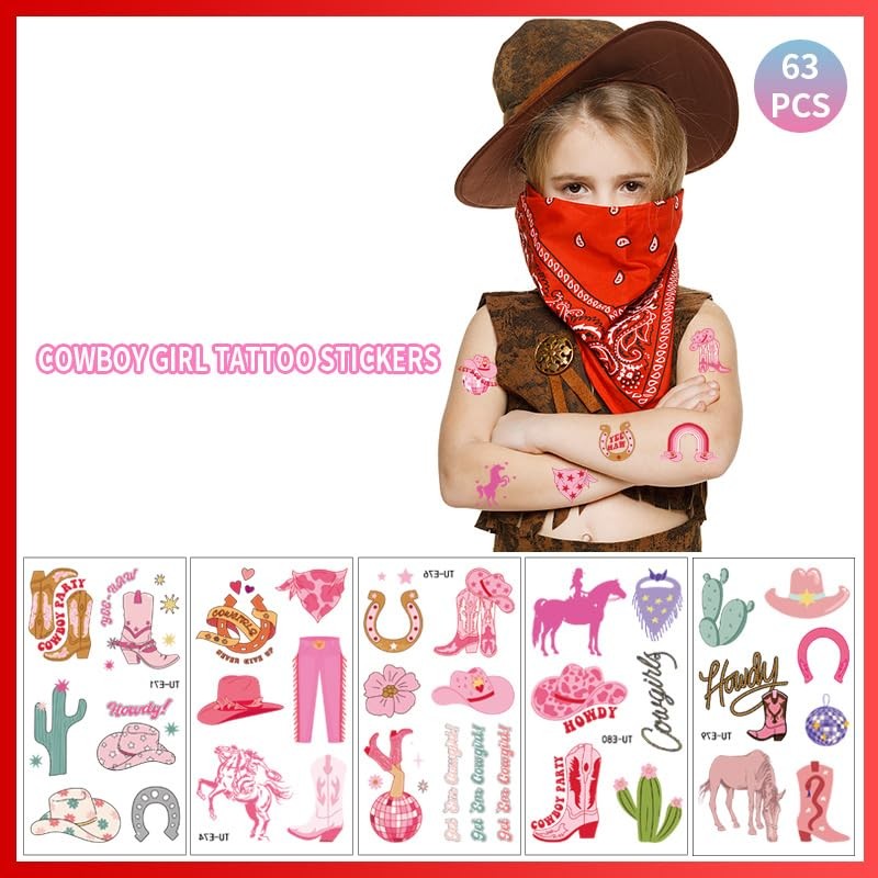 Pink Cowgirl Temporary Tattoo,
