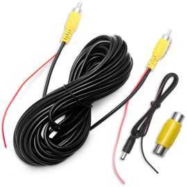 FancyTiger Professional Upgraded Double-Shielded RCA Video Cable for Monitor and Backup Camera Connection (20FT / 6 Meters), AV Extension Cable with RCA Video, Female to Female Coupler and Power Cable