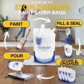 4 StopLoss Bags For Paint – Airtight, Reusable, Space-Saving Paint Storage Stop Loss Bags. Easy Pouring, Mixing & Dispensing. Durable for Home, DIY, and Professional Painters. 4 Pouches, 1 Liter Each