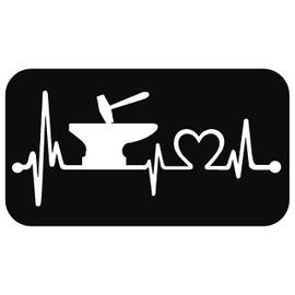 K1148 Blacksmith Anvil and Hammer Heartbeat Lifeline Monitor Decal Sticker