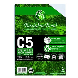 Bong Basildon Bond C5 Recycled White 120gsm Peel & Seal Pocket, Pack 25 Envelopes R10047