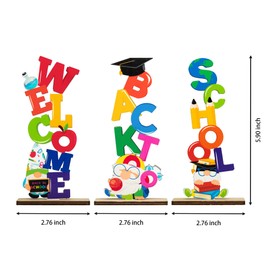 WATINC 3pcs Welcome Back to School Table Decorations Signs, Welcome to School Sign First Day of School Wooden Table Topper Centerpieces Desk Decor Photo Prop for Kid’s Ready to School Party Decorative