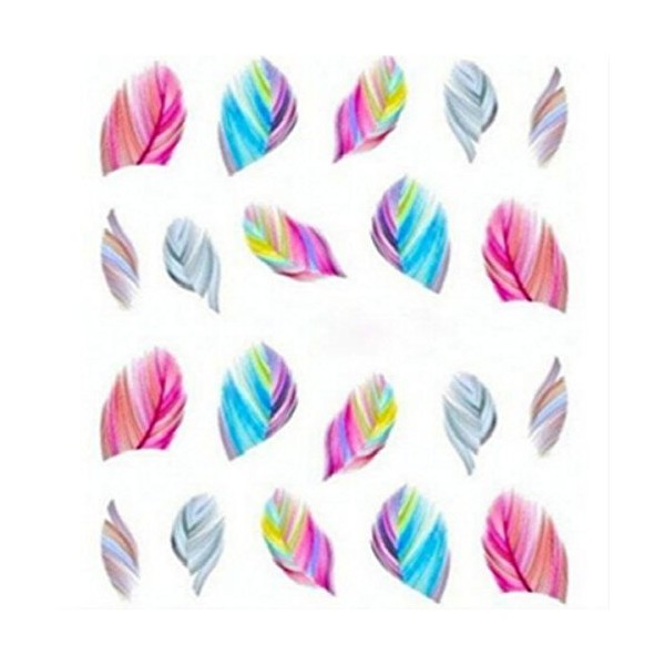 Colorful Beauty Leopard Water Transfer Stickers Nail Art Tips Feather Decals