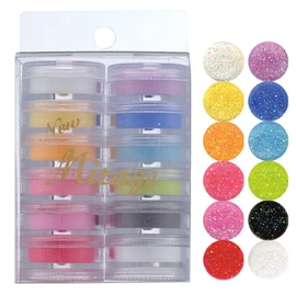 Mirage Color Powder, N/WP, CP 0.1 oz (3.5 g), Set of 12 Colors, Plenty of Small Glitter Colors