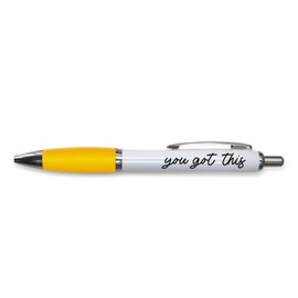 Tongue in Peach Funny Novelty Push Pen Gift | Ballpoint Pens Work Colleague Leaving Work Present | You Got This | Funny Joke Stationary | YELLOW PP56