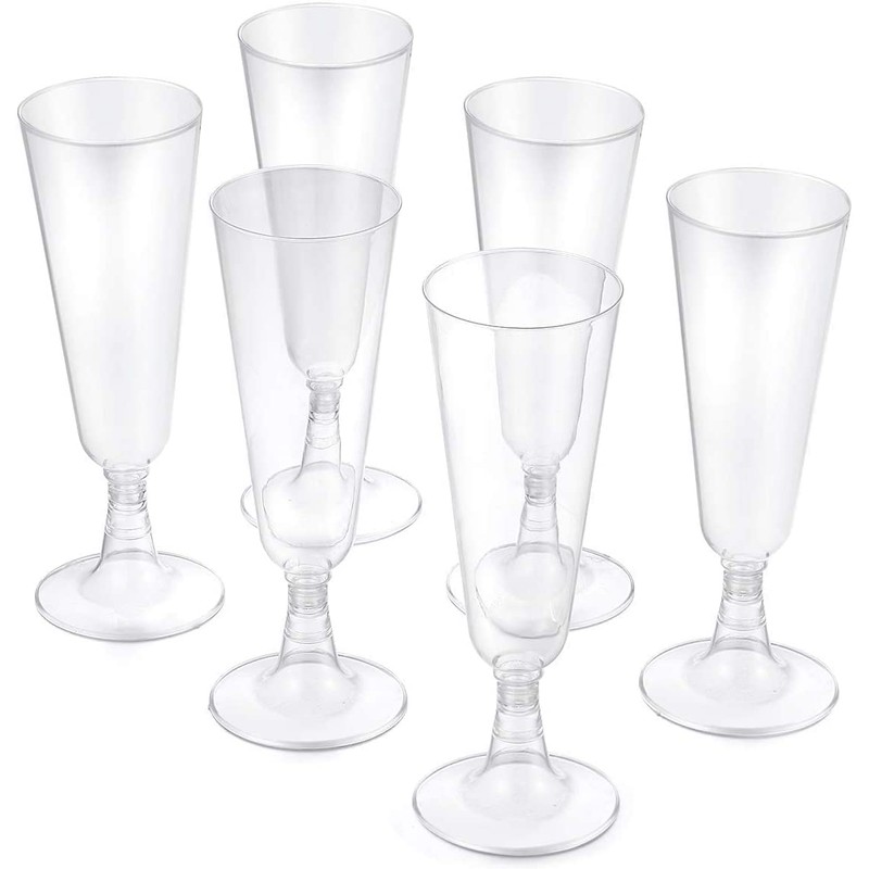 eMKay® Clear Plastic Champagne Flutes/Glasses 140ml - Pack 24 (Pack