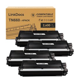 LinkDocs TN660 High Yield Toner Cartridge Replacement for Brother TN-660 TN630 Work for Brother HL-L2300D HL-L2380DW HL-L2320D DCP-L2540DW MFC-L2700DW MFC-L2685DW Printer (4 Black Toner)