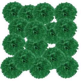 PATIKIL 4" Tissue Pom Poms Flowers, 20 Pack Paper Flower Ball for Wedding Bridal Shower Birthday Bachelorette Party Backdrop Decoration, Dark Green