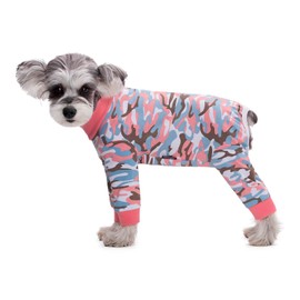 Small Dog Clothes,Elastic Pet Onesie Protect Joints Anti-hair Anti Licking Dog Clothing,Wound Protection Puppy Pajamas Jumpsuit For Small Medium Dogs_M(Pink Camouflage)