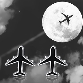 925 Sterling Silver Airplane Earrings for Women Men Black Airplane Stud Earrings Birthday Choice for Stewardess Flight Attendants Pilots Travelers