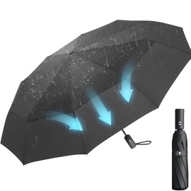 Mustarpicking Windproof Travel Umbrella, Automatic Umbrellas for Rain, Compact Umbrella, Travel Umbrella Compact, Windproof Umbrella