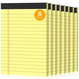 Note Pads 4x6 Small Notepad for Work, 8 Pack Mini Pocket Legal Pads 30 Sheets per Pad, Micro Perforated Notepads 4 x 6 Pads of Lined Paper, Narrow Ruled Yellow Writing Pads for Office Home School Car