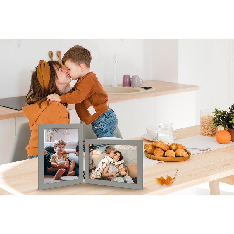 JD Concept Vertical Horizontal Combo, Double 5x7 Grey Wood Foldable
