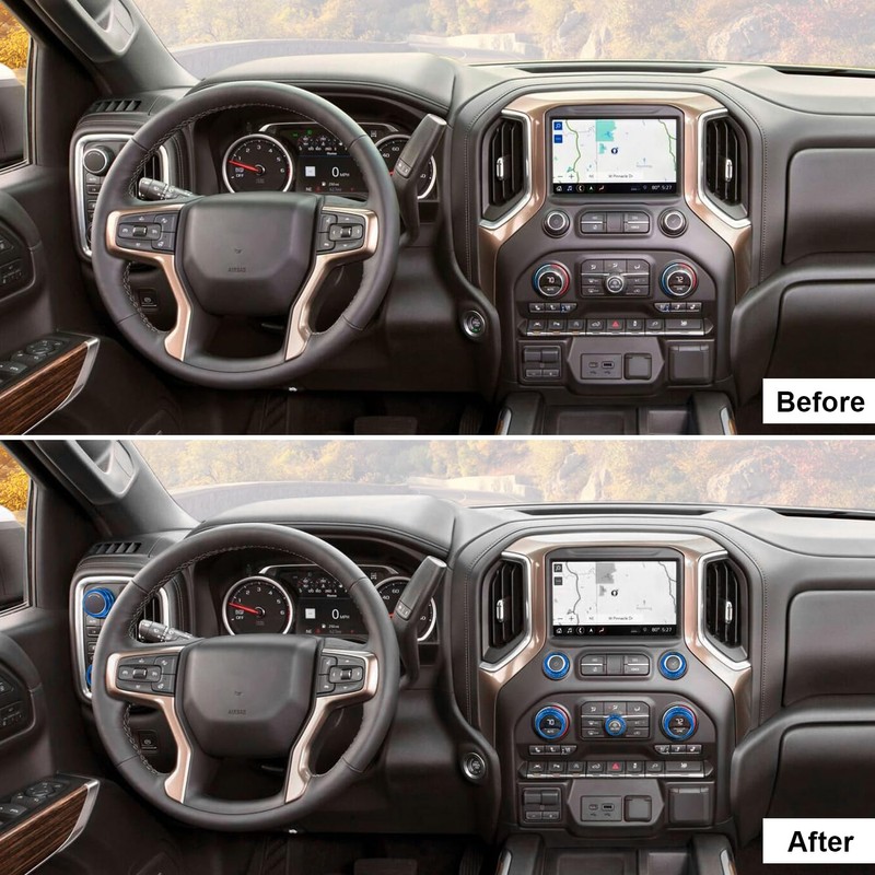 CheroCar Radio AC Knobs Cover Center Console for Chevy Silverado