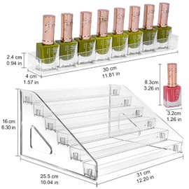 JessLab Nail Polish Organizer, Clear Acrylic Nail Polish Rack Essential Oil Holder Cosmetic Display Case Makeup Organizer Cosmetics Storage for Bathroom Vanity Countertop (6-Layer)
