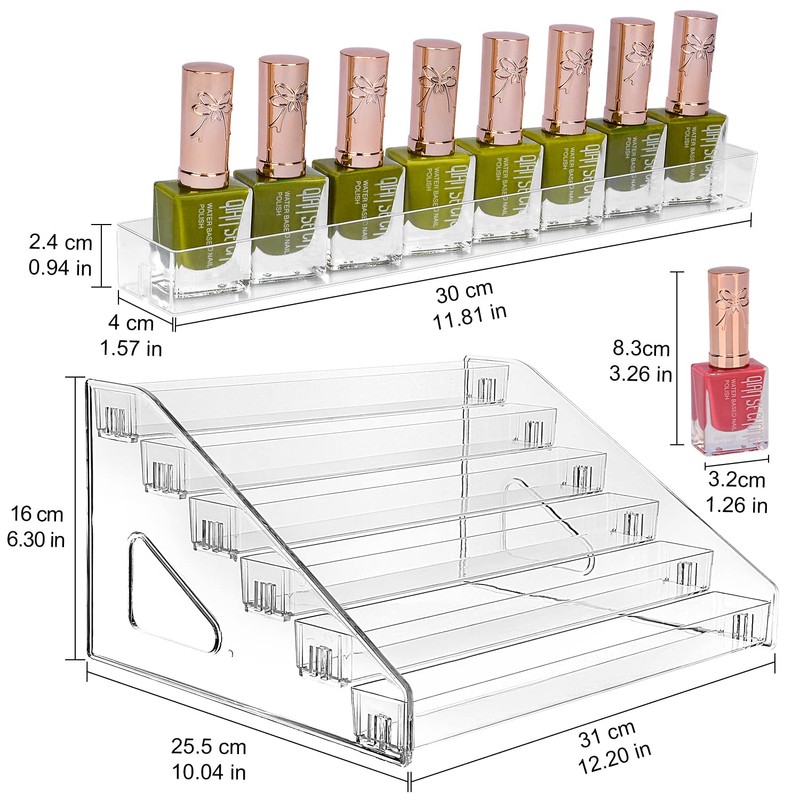JessLab Nail Polish Organizer, Clear Acrylic Nail Polish Rack Essential