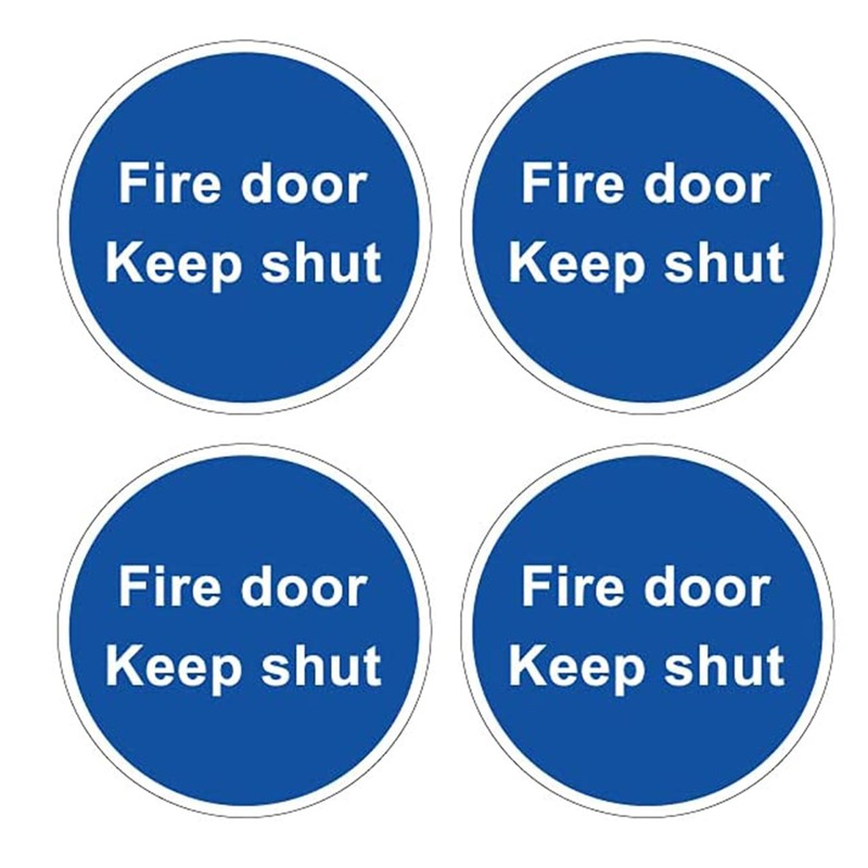 12 x 85mm Round Fire Door Keep Shut Vinyl Stickers