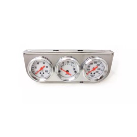 HRC 2'' Oil Pressure Voltage Meter Water Temp Triple Gauge Mechanical Chrome Bezel