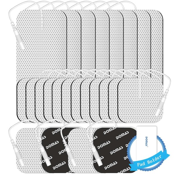 DOMAS TENS Unit Replacement Pads - Multiple Sizes, 24 PCS Reusable Set of Thickened Self-Adhesive Electrode Pads Compatible with TENS 7000, AUVON TENS, Etekcity, Nicwell Care Tens