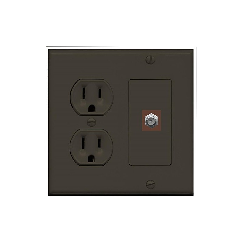 RiteAV (2 Gang Decorative) 15 Amp Round Power Outlet Coax