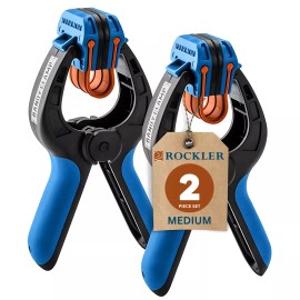 ROCKLER Medium Blue Black Bandy Clamps for Woodworking Easy Grip Spring Clamp Set