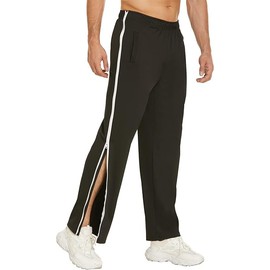 SENGRICH Mens Snap Off Sweatpants Tear Away Basketball Pants with Pockets & Moisture-Wicking Fabric Black XL