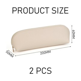 2 Pieces of Pencil Cases, Organization and Storage Pencil Case, Leather Stationery Bag, Makeup Brush Storage Bag, Zipper Pencil Case, Waterproof Leather Pencil Case (Black, White)