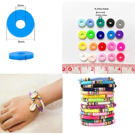 3000Pcs Clay Beads Flat Round Polymer Bead Vinyl Heishi Beads Flat Round Polymer Bead Flat Clay for Jewelry Making Necklace Bracelet (06-Lake Blue)