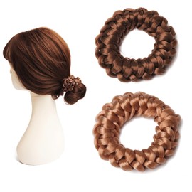 Wig Hair Ties Wig Braided Hair Elastic Rope Ponytail Holders Wig Imitation Head Ropes Hair Band - No Damage Hair Ties for Women Girls Teens Hair Accessories (Golden+Light Brown)