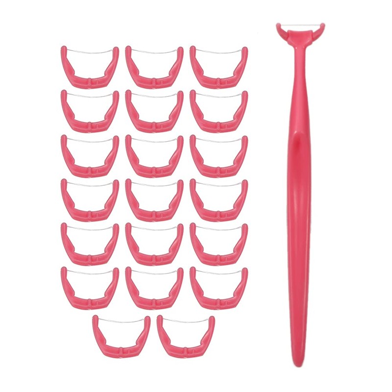 Reusable Dental Flosser Handle and 100 Flosser Refill Heads ,