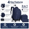 AGSDON Quiet Glide Rolling Backpack with Lunch Box Set -