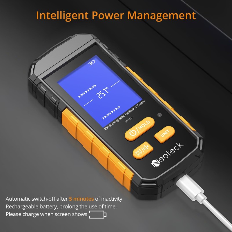 Neoteck 3-in-1 EMF Meter Rechargeable Electromagnetic Radiation Detector for EF