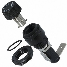 BUSSMANN BK-HTB-68I-R (HTB-68I) Cartridge Fuse Holder. Front Hex Nut. For 6x30mm (1/4 in x 1-1/4 in) Fuses. Rt. Angle Panel Mount