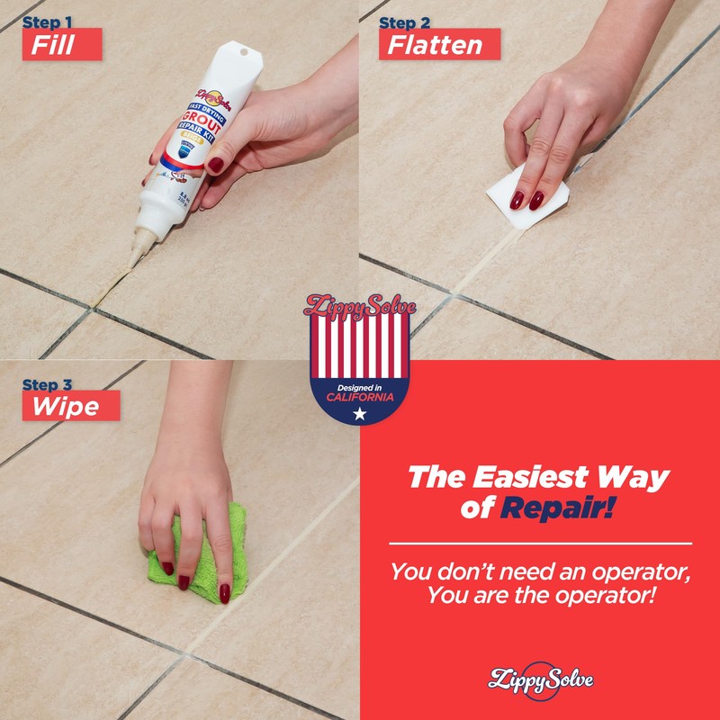 ZippySolve Tile Grout, Repair Kit, Restore & Renew Tile Joints