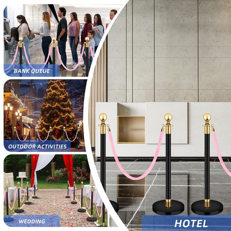 Mostantu 2 Pack Velvet Stanchion Rope, 5FT Crowd Control Safety