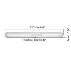 sourcing map 2Pcs Adjustable Flat Mending Plate Support with Slot, 8.46 x 0.94 Inch Stainless Steel Slotted Straight Brace Brackets for Wooden Furniture, Silver