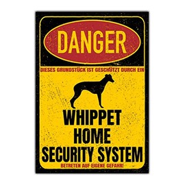 Whippet Greyhound Sign Danger Security System Door Sign Dog Warning Sign Dog Caution