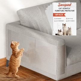 Secopad 18 Pcs Large Cat Scratch Furniture Protector, Transparent Couch Protector from Cat Claws, Single-Sided Self Adhesive Anti Pet Deterrent Sofa Cover, 14in