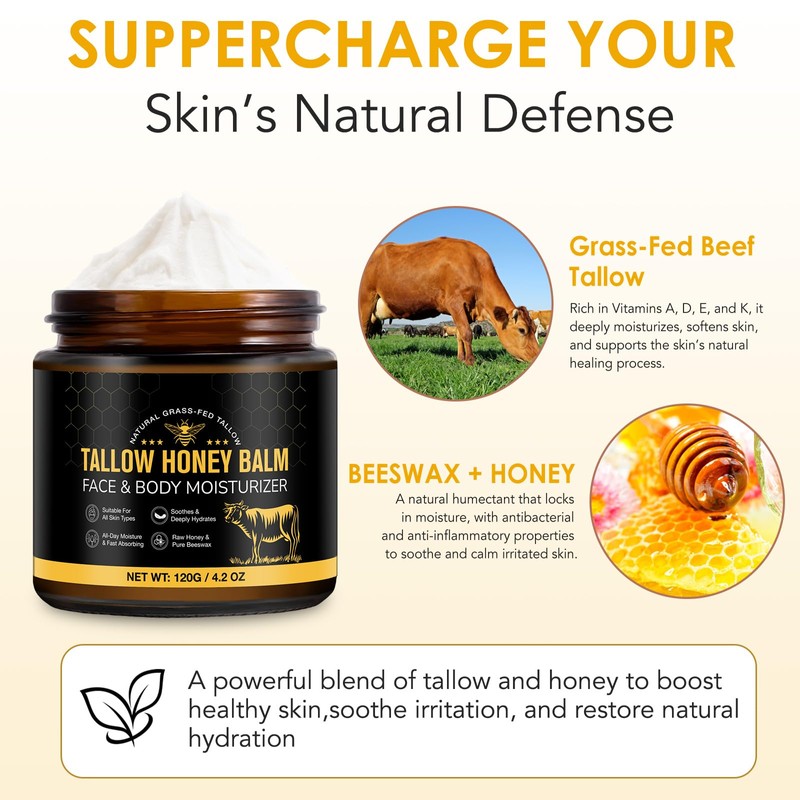 Beef Tallow for Skin, Beef Tallow for Face, Hydrating Tallow