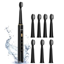 SEJOY Electric Toothbrush for Adults,High-Frequency Deep Cleaning, 3 Modes, 6 Brush Heads, 4-Hour Fast Charge, 30 Days Battery with Sonic Technology electric  toothbrush - Color: Black
