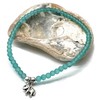 Sea Green Frosted Glass Bead Anklet with Silver Plated Elephant