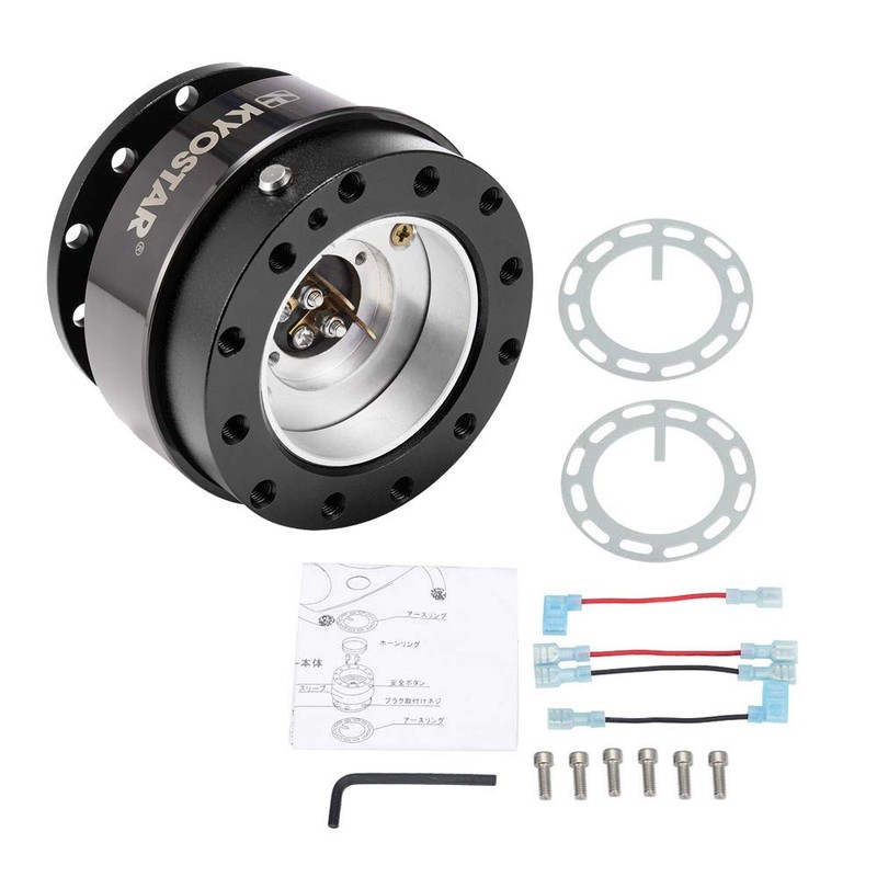 Black Aluminum Black Ring Steering Wheel Quick Release Hub Adapter