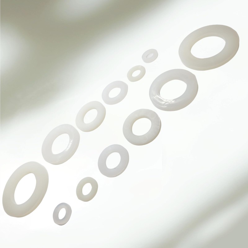 M7 White Nylon Black White Washers Flat Form A (Pack
