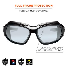 Ergodyne Skullerz Loki Convertible Safety Glasses, Indoor/Outdoor Lens-Includes Gasket and Strap to Convert to Goggle