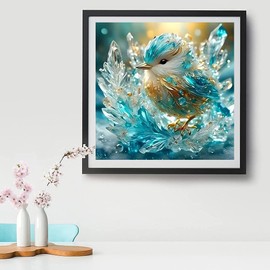 Crystal Bird Stamped Cross Stitch Kits for Adults Beginner, Fantastic Cross Stitch Kits Printed Stitching Patterns Dimensions Needlepoint Art Crafts Embroidery Kits for Adults Beginners 14x14 inch ﻿