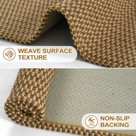 Collive 2x3 Small Washable Rug for Entryway, Cotton Woven Front Door Mat Outside Entrance, Tan Farmhouse Throw Rugs with Rubber Backing Natural Non-Slip Kitchen Rugs for Bedroom Bathroom