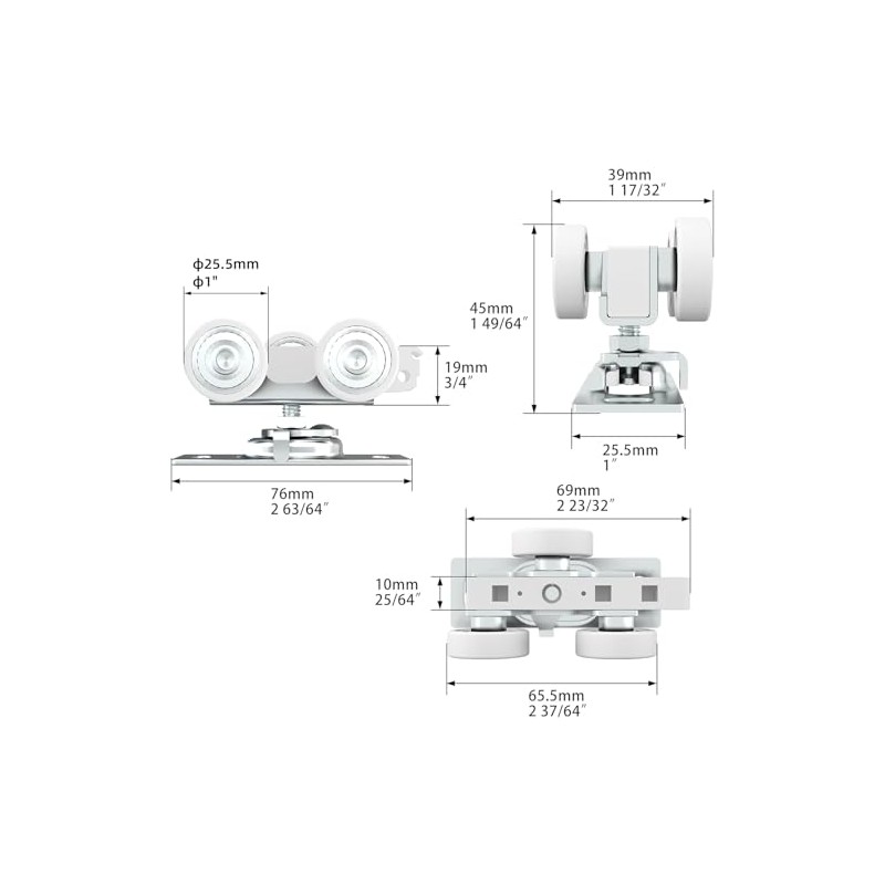 JUBEST Pocket Door Rollers Assembly, Commercial Grade Rollers Replacement, Top